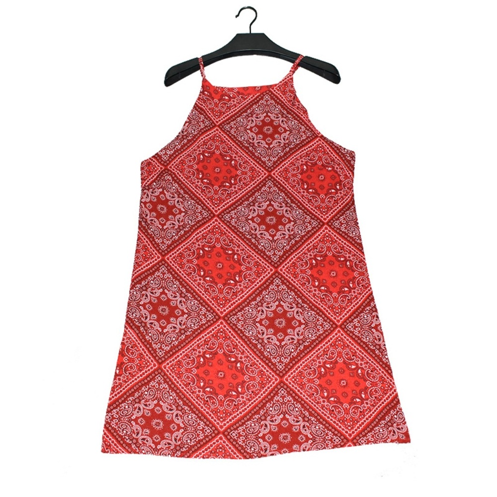 NWT LAST ONE!  Red Geometric Print Halter Dress - Picture 4 of 4
